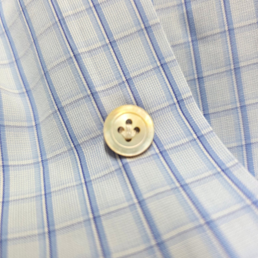 Quiet Luxury Kiton Dress Shirt Men 16.5 / 42 Blue Check Cotton Italy Workwear - Picture 10 of 16